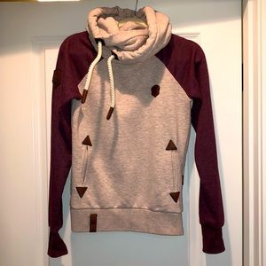 Naketano brand sweatshirt in burgundy and cream